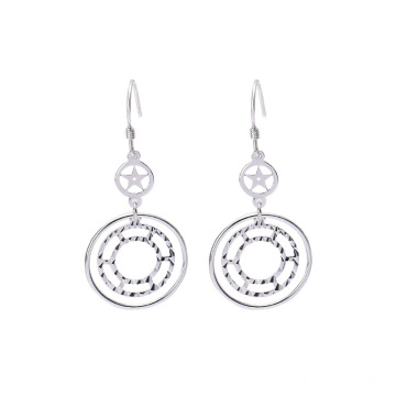 Jewelry Boho Large White CZ 925 Silver Earrings